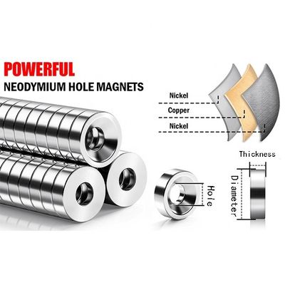 Industrial e Científico N40 Neodímio Countersunk Ring Magnet com Hole Holding Magnet