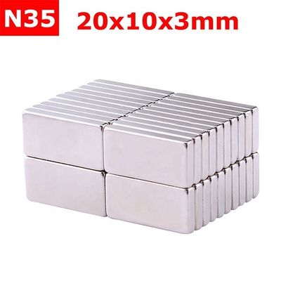 Ímã fino retangular 20x10x3mm 3.3kg Força para temperatura máxima de trabalho 80 Centigrados