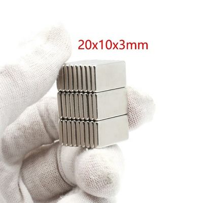 Ímã fino retangular 20x10x3mm 3.3kg Força para temperatura máxima de trabalho 80 Centigrados